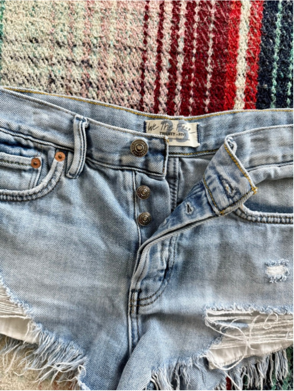 Women's Free People Light Blue Distressed Jean Shorts Size 25 - Picture 5 of 5